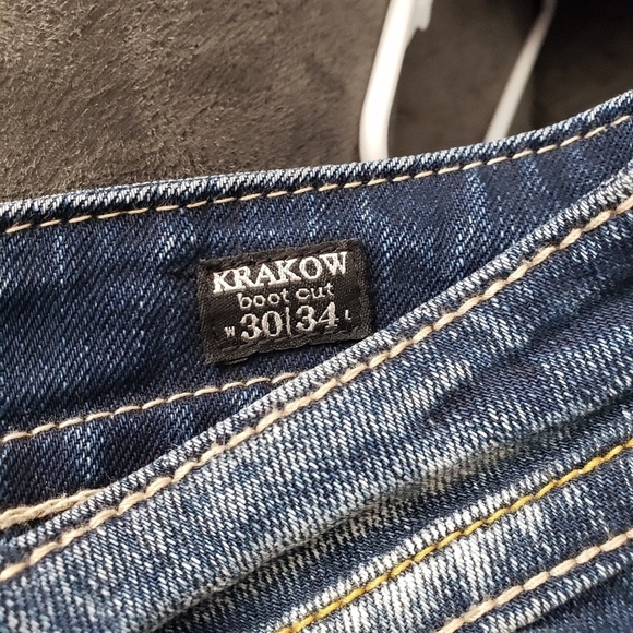 Mek Denim Women's 30x34 Krakow Boot Cut Dark Wash Jeans Flap Button Pockets - Picture 2 of 11